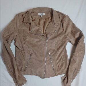 Charlotte Russe Women's Tan Suede faux full zip Jacket size large